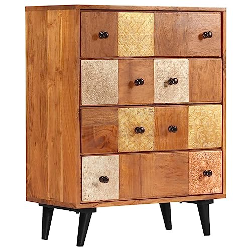 Xichuzi Cómoda de cajones Madera Maciza de Acacia 60x30x75 cm, Comodas Y Cajoneras Dormitorio, Cajonera Interior Mueble, Armarios Dormitorio Comodas