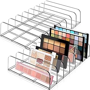 Anyumocz 2 Pack Eyeshadow Palette Makeup Organizer,Eyeshadow Storage Holder,Acrylic Cosmetic Organizer for Vanities,Bathroom Countertop,Cabinets,7 Section