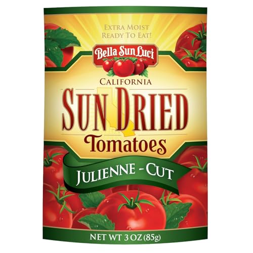 Image of Bella Sun Luci Sun Dried Tomatoes Julienne Cut, Gluten-Free, Vegan, California Grown, Mediterranean Style Sun-Ripened Tomatoes, Premium Ingredient for Pasta, Pizza, Salads & Sandwiches