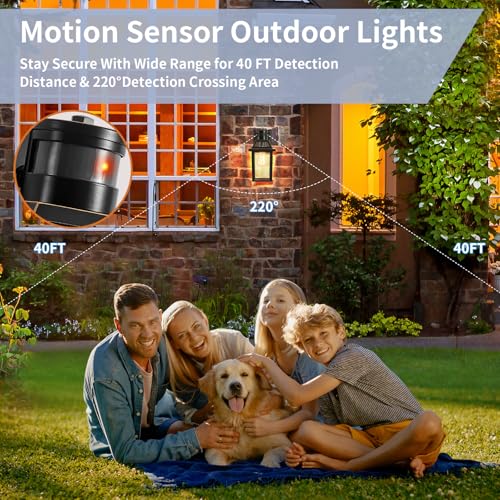 Motion Sensor Outdoor Wall Lights, Porch Light Outdoor 3 Lighting Modes, Dusk to Dawn Exterior Light Fixture, Waterproof, Outside Lights for House Front Door Patio Garage 1 Pack (Black) by Yisuro - Image 2