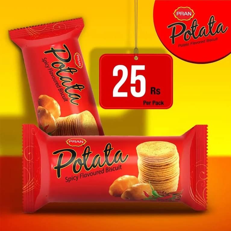 Pran Potata Spicy Flavoured Biscuit original imported - 75Gm Each Pack - Pack of 10