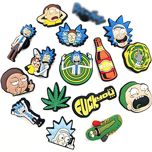 Tomicy Adornos para Zapatos 16 Piezas Rick Morty Decoración de Zapatos Adornos de Zapatos PVC...
