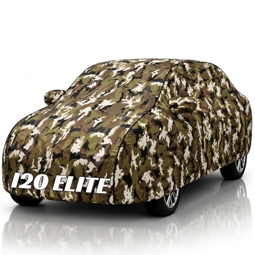 Image of Safe-Cars New Jungle 100% Waterproof i20 Elite Car Cover | Polyester Car Body Cover for Rain & Sun | UV Protection, Dustproof, Scratch Resistant, Windproof, Heat Resistant, Custom Fit