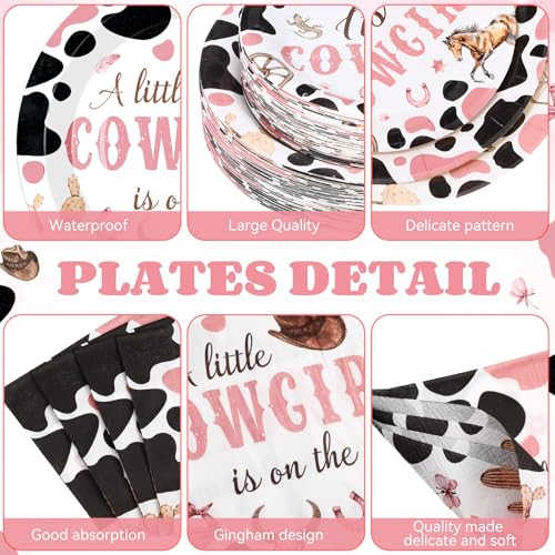 Image of Funnymoom 452 Pcs Cowgirl Baby Shower Party Decorations Include a Little Cowgirl Is on the Way Paper Plates Napkins Cups Tablecloth Cutlery Straws for Baby Shower Party Supplies