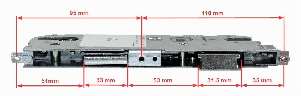 GU Secury Reparatur Schlosskasten Hauptschloss 6-30845-DC-0-1 oder auch K-20046-EF-0-1, Dornmaß: 40mm (37,5mm) / Entfernung: 92mm, incl. SN-TEC® Montagematerial & SN-TEC® Montageanleitung
