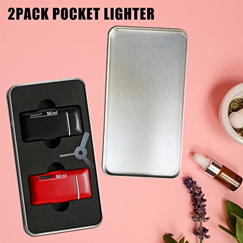 Cponmist 2 Pack Mini Butane Lighter, Double Jet Torch Lighter With Visible Window, Refillable And Adjustable Pocket Lighter, Great Little Gift For Men And Women, Black And Red (Without Gas) #TOP4