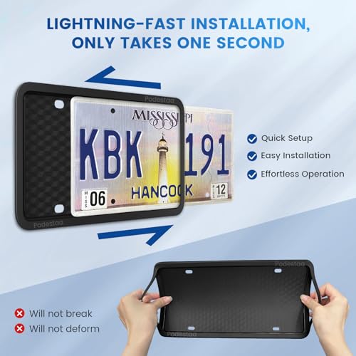 Front License Plate Bracket Holder Frame,2 Drill License Plate Mount,Universal Bumper Car Tag Frame Mounting kit