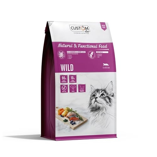 CUSTOM DIET Pienso para Gatos Wild Grain Free, Salmón y Pollo, 2 Kg, Cachorros y Adultos, Sin Cereales