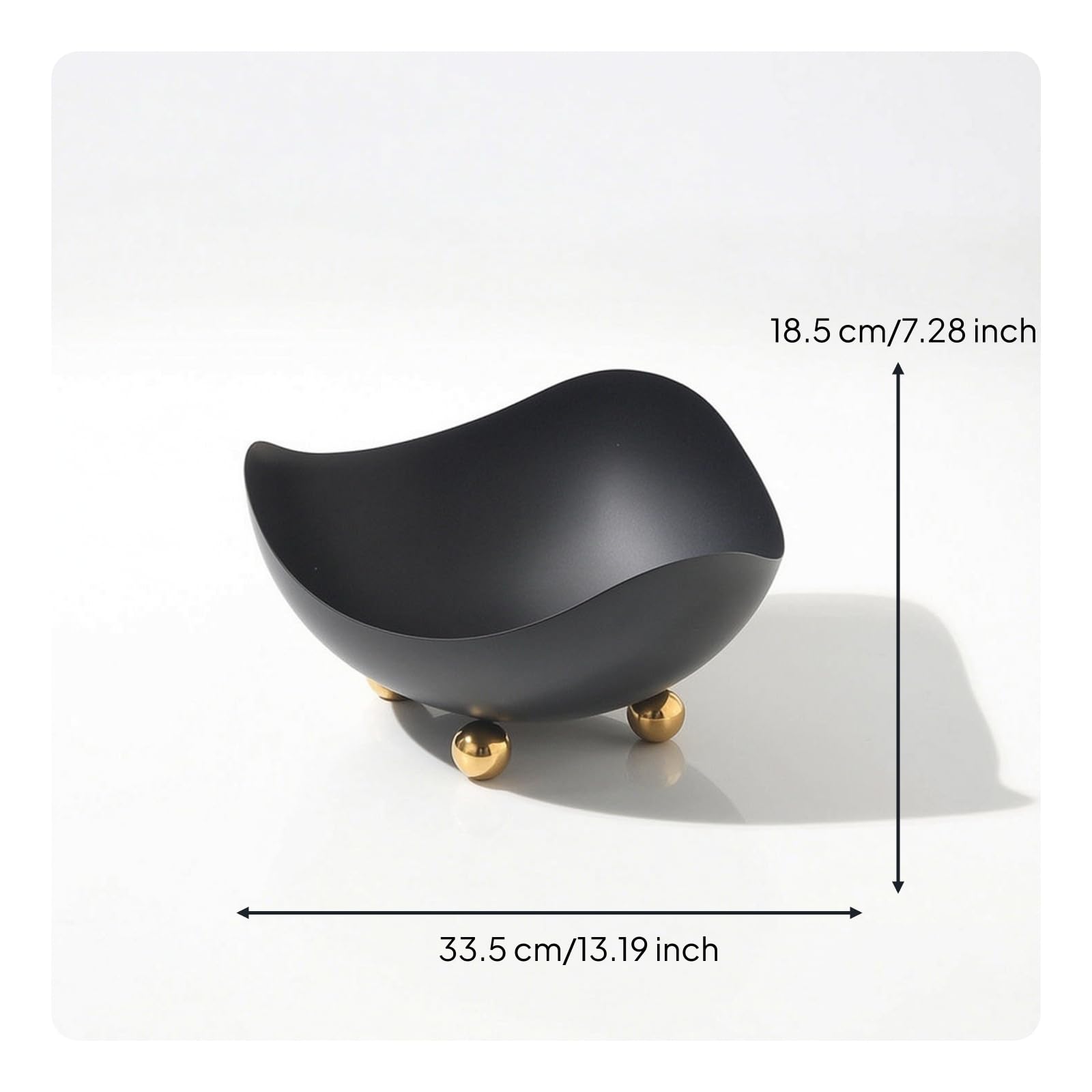 Amagogo Bandeja Industrial Cuenco Centro de Mesa Fuente Frutero Ondulado de Acero Inoxidable con Borde Irregular y Diseño de Cuenco Bajo Adecuada para, Negro, Pequeño