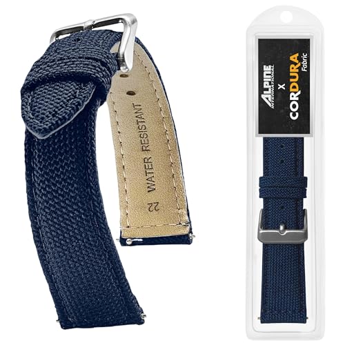 Image of Alpine Cordura Fabric Watch Band - Quick Release Replacement Watch Bands - Water Resistant Back Lining Leather Strap - Watch Bands for Women & Men - Compatible with Regular & Smart Watch Bands