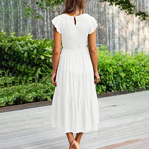 Vestidos femininos de manga curta com capuz esvoaçante para mulheres, gola redonda, vestidos longos,
