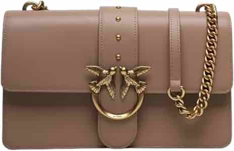 Pinko Love One Classic Borsa Donna In Vitello - Marrone, Chiusura A Risvolto, Taglia Unica - Foto 6