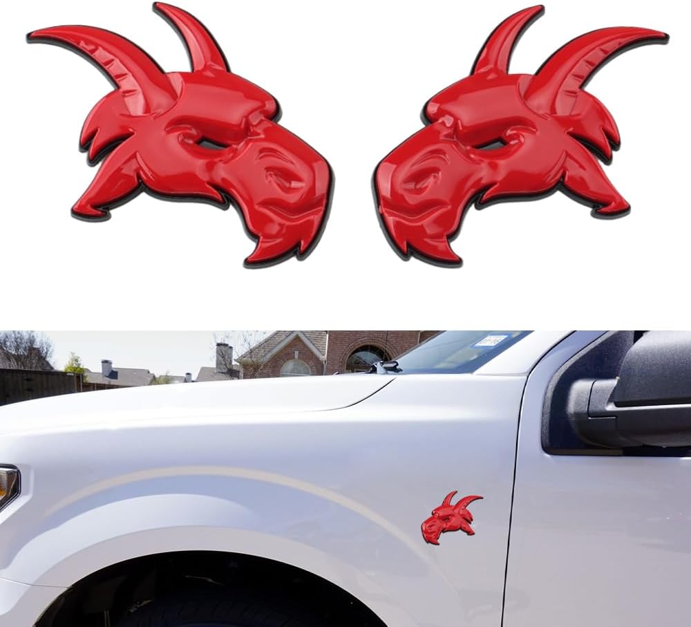 Pair New Custom Head Emblems 3D Car Right and Left Badges Stickers Replacement for TRX Ram 1500 2500 3500 Fender Badge Hellcat (Chrome Black)