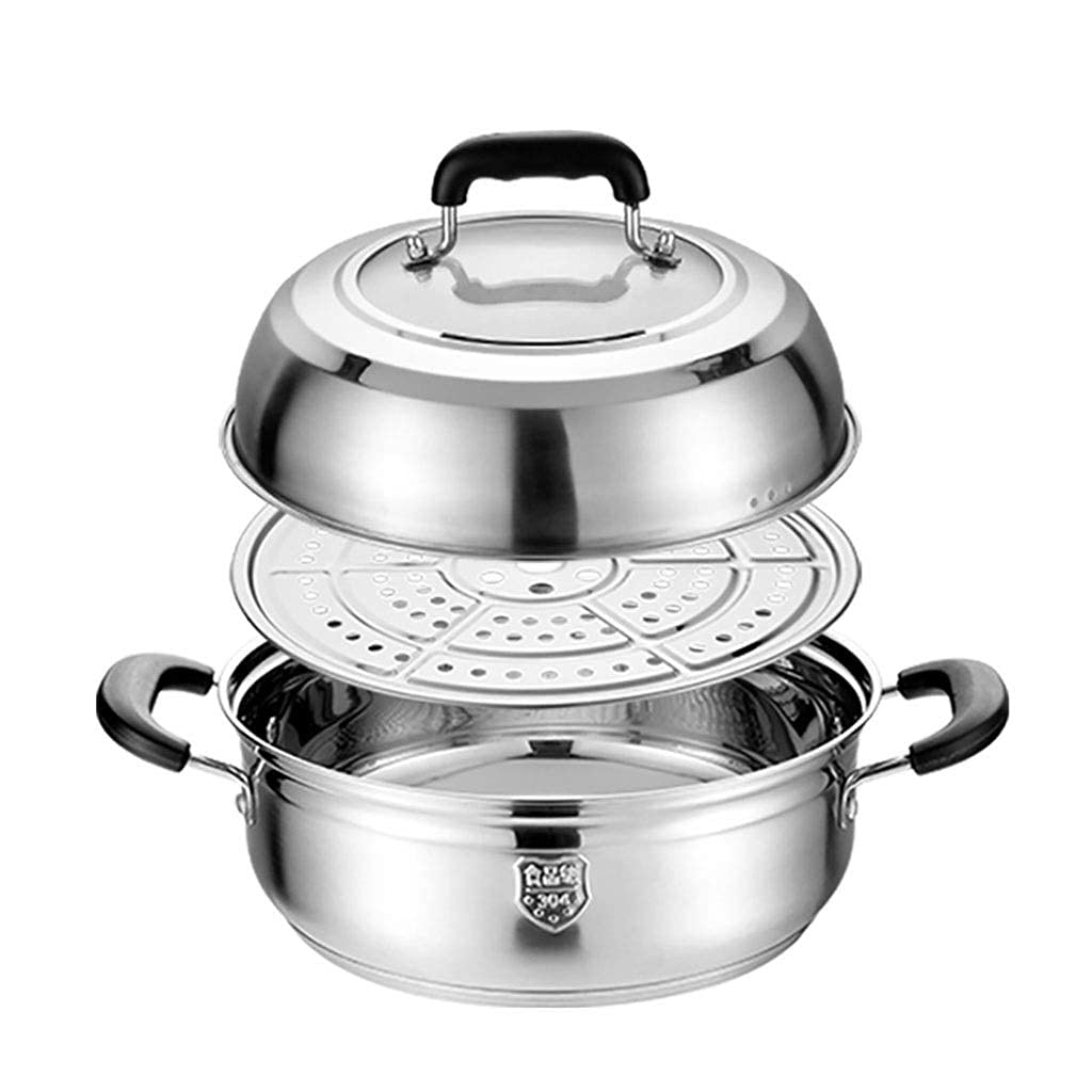 IUokLU 304 Stainless Steel Stock Pot/Steamer, Commercial/Household Soup Pot, for Gas Stove/Induction Cooker,30cm,30cm(28cm)