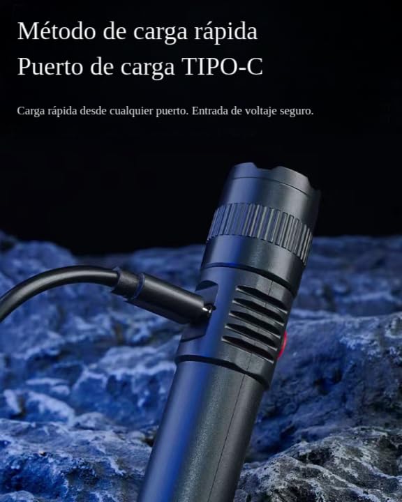 Torcia LED Ricaricabile 2000LM – Super Luminosa, 3 Modalità, Alluminio, Impermeabile