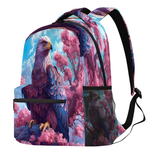 Sac à dos ordinateur portable avec imprimé floral arbre et aigles grande capacité
