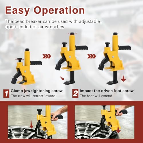 Image of 38 inch-42 inch Manual Tire Bead Breaker Tire Change Tool with Rubber Pad | All Terrain Vehicle,Easy-Operated,Lightweight and Portable,Fit for 38 and 42 Inches Tires Changer,Yellow