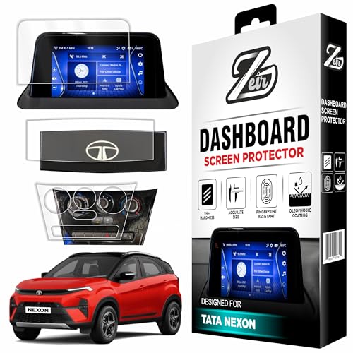 Image of ZEIR [3 PACK Screen Protector For TATA NEXON 2026 FACELIFT - SMART+ & SMART + S - 7 INCH INFOTAINMENT + DIGITAL STEERING + Button AC CONTROL GUARD | Nexon 2025+ New Accessories [Not Tempered Glass]