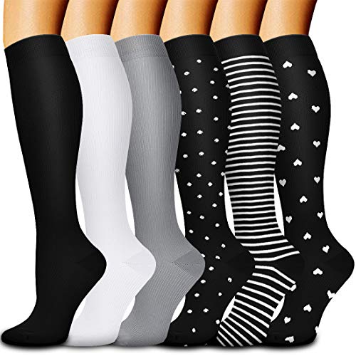 6 Pack Copper Compression Socks for Women and Men Circulation-Best Support for Medical, Running,Nursing,Athletic