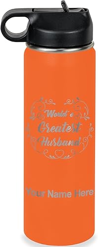 Miniatura 46 de LaserGram Botella de agua de doble pared con pajita, 20 onzas, grabado personalizado incluido (rosa) Rosa,Negro,Verde camuflaje,Coral,Azul