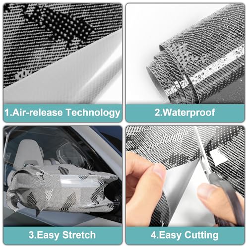 Image of Lypumso PET Camouflage Forged Carbon Fiber Vinyl Wrap, Glossy Car Vinyl Film for Automotive with Air Release Technology for Vehicle Decal DIY Interior Exterior Decoration (Dark Grey, 1ft x 10ft)