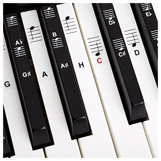 BELFORT® Klavier + keyboard not-dekal för 49 | 61 | 76 | 88 knappar + ebook | Piano Sticker komplett sats för svarta + vita knappar | C-D-E-F-G-A-H | enkla tyska instruktioner