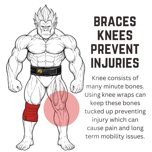 Image of Muscleape Knee Wraps | SuperFabric Support Straps for Squats, Leg Press & Powerlifting| Adjustable Compression for Men & Women | Heavy Duty Gym Knee Support for Superb Workouts. (Red)