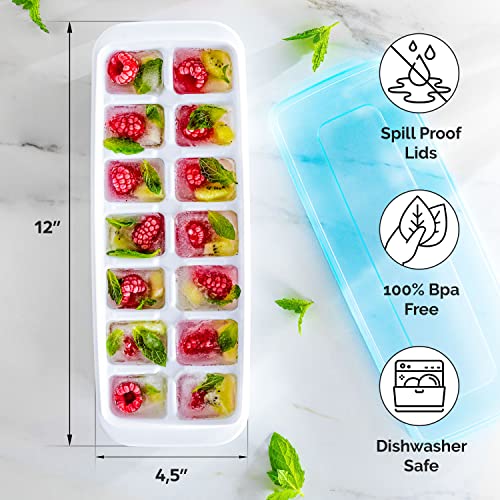 Joined Ice Cube Tray For Freezer (Set Of 2) - Ice Tray With Lid Ice Cube Trays For Freezer With Lid - Ice Trays For Freezer With Lid - Ice Cube Tray With Lid Ice Maker For Freezer Ice Cube Mold #TOP1