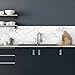 CREARREDA Pannello paraschizzi Cucina Adesivo da Parete Marmo Bianco 260_x_60_cm 100% Made in Italy con Inchiostro atossico, ignifugo e Resistente all'Acqua