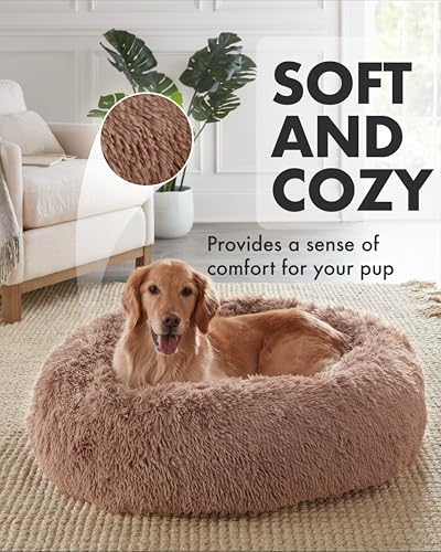 Ohgeni PBH3V114 Calming Donut Dog & Cat Bed, Machine Washable Plush Waterproof Zipper Cover, Anti-Slip Round Cuddle Comfort Pet Bed thumb #1