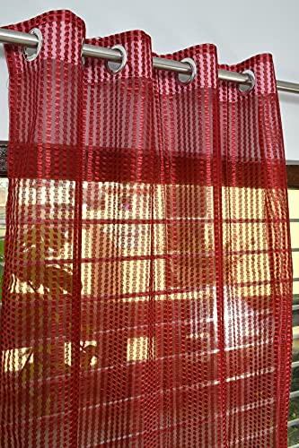 Image of HOME UTSAV 1 Piece Sheer Premium Tissue Net Polyester Curtains for Long Door 8 Feet, Maroon