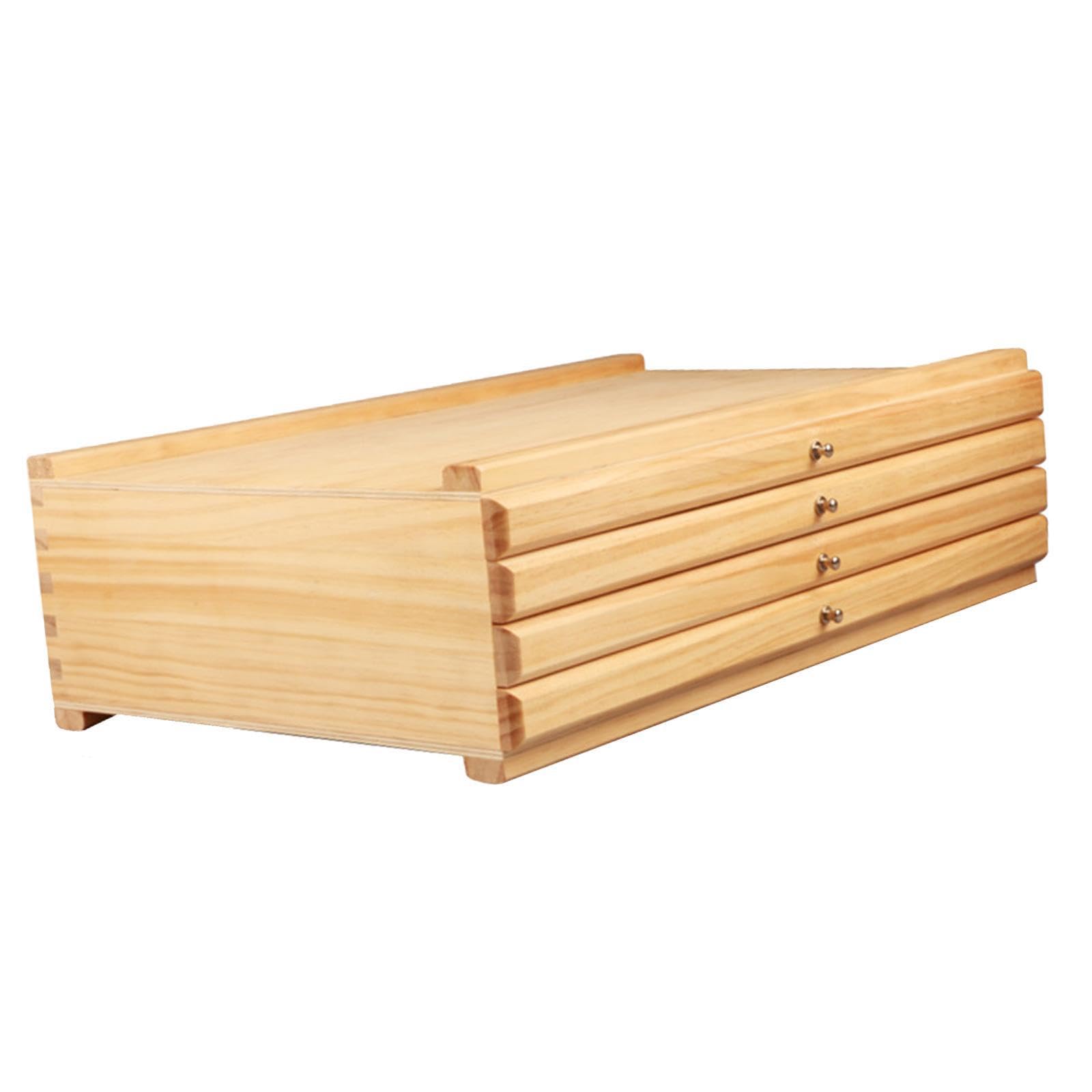Boîte de rangement pour matériel d'artiste - Construction robuste en bois - Solution légère et portable pour efficacement les fournitures artistiques - Boîte de, Couleur bois, 4 tiroirs
