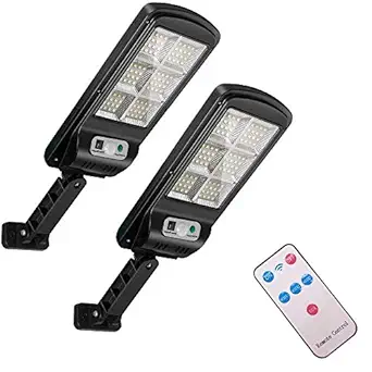 Solar Street Lights Outdoor 96LED Solar Parking Lights Remote Control Security Solar Motion Sensor Light with 3 Lighting Modes for Path Yard-2Pack