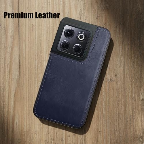 Image of Leather Case for OnePlus 10T Premium Protective Stylish Slim Cover with Shockproof Raised Edges Blue