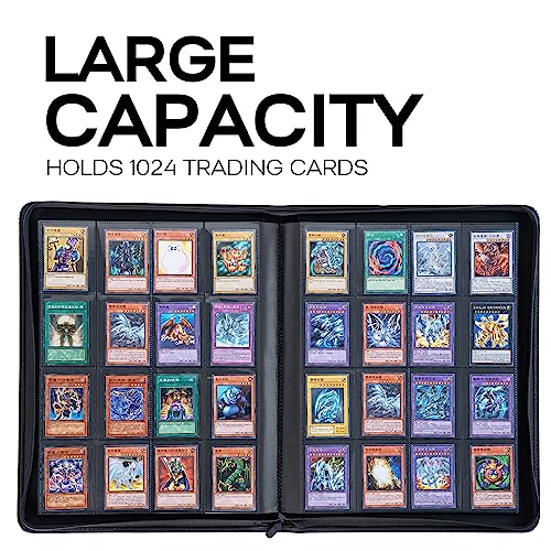 Premium Binder for YuGiOh Cards, Holds 1024 Cards - 16 Pocket Ringless Trading Card Album Folder, White, 17.52"L x 13.58"W x 1.97"H