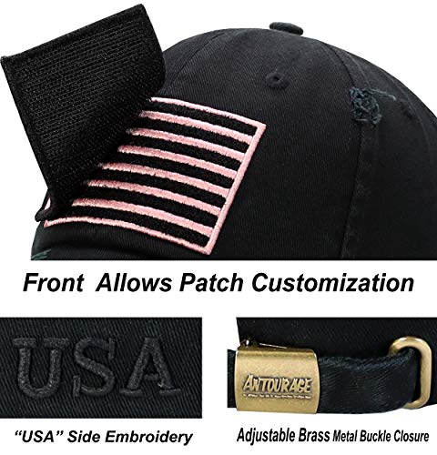 Image of Antourage American Flag Unisex Baseball Hat for Men and Women | USA Flag Mesh Snapback Flat Visor Cap + 2 Patriotic Patches