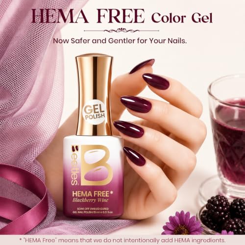 Image of Beetles Purple Gel Nail Polish - Blackberry Wine 15ML Jelly Gel Polish Neutral Deep Purple Nail Polish Sheer Translucent Wine Color Gel Soak Off UV LED French Nail Art Salon DIY Manicure Gift