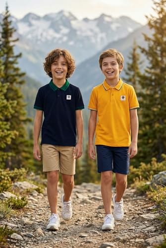 Image of Aventura Boys Polo T-Shirt Combo Pack of 2 - 100% Cotton Half Sleeve Collar T-Shirts for Boys (Age 5-12 Years)