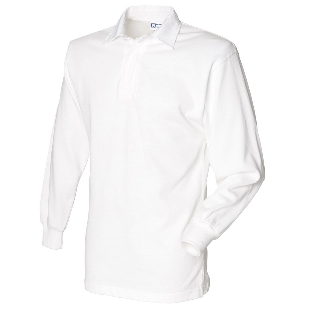 Front Row Long sleeve plain rugby shirt White/ White XL