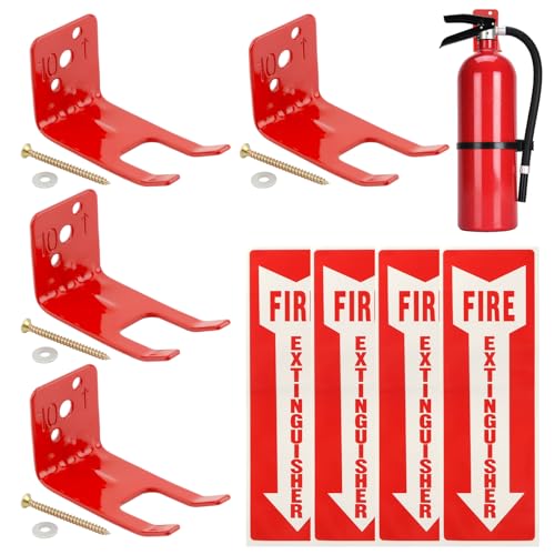 Quixleen 4 Packs Fire Extinguisher Mount Fire Extinguisher Bracket Fire Extinguisher Wall Mount Contain Screws Washers Adjustable for All Extinguishers with Valve Body Slots, Red, 22356367 by Quixleen - Image 8