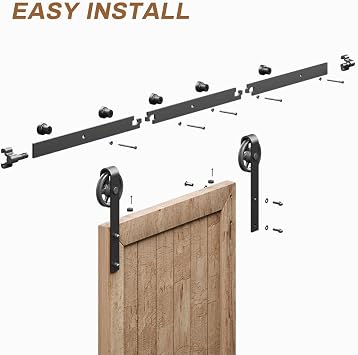 60/5FT Sliding Barn Door Hardware Track Kit for Single Door, Combination Track Mode Barn Door Kit, Barn Door Track and Hardware Kit Fit 30 Wide Door Panel, Big Wheel Roller