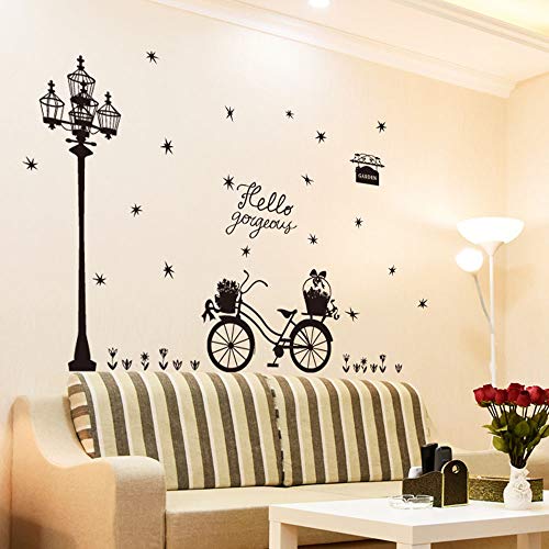 Ertan Hello Gorgeous Bicycle Street Lamp Creative Decorative Wall Sticker Decor Wallpaper Wall