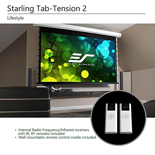 Elite Screens Starling Tab-Tension 2, 150" 16:9, 6" Drop, Tensioned Electric Motorized Projector Screen, Stt150Xwh2-E6 #TOP4