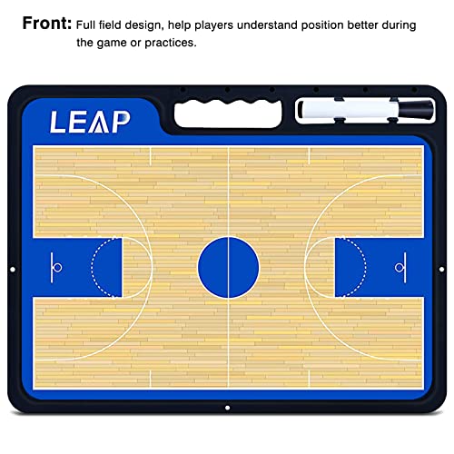 Leap Basketball Coach Board Premium Coaches Clipboard Double Side Design With Full & Half Court And Dry Erase Marker Pen Coaching Board Great For Coaches Kids, Community, High School Team #TOP1
