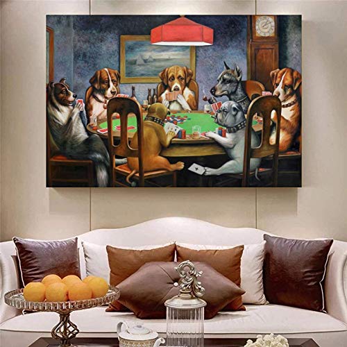 Czouu Animal Dogs Playing Poker Canvas Art Poster And Wall Art Picture Print Modern Family Bedroom Decor Posters 16X24Inch(40X60Cm) #TOP6