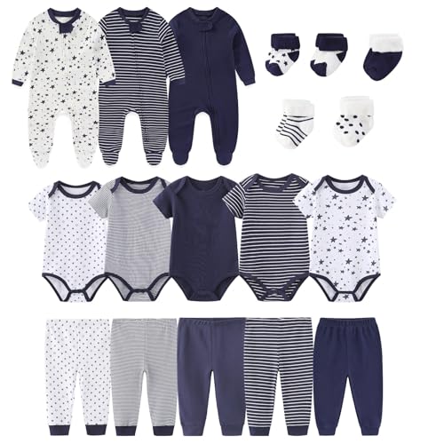 Image of falianni Baby Boy Girl 18 Pack Layette Set Cotton Infant Unisex Clothes and Accessories New born Essentials Clothing Sets
