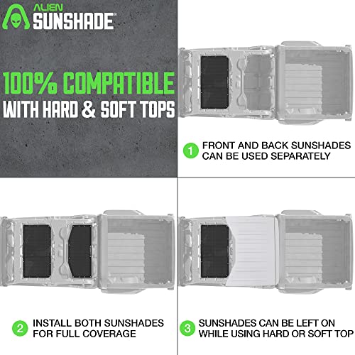 Alien Sunshade Jeep Gladiator Sun Shade (2018-Current)- Front & Rear Mesh Sunshade For Jeep Gladiator 4 Door, Reduces Wind & Noise – Universal Fit For Jeep Gladiator Accessories - (Black) #TOP4