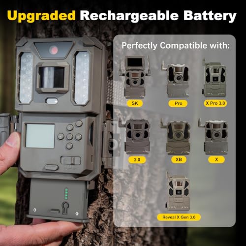 Image of 4-Pack Rechargeable Battery for Tactacam Reveal Trail Cameras - Lipo Lithium with 4-Port Charging Station, LED Power Meter & Solar Ready - Fits X Gen 3.0 /Pro /Ultra /SK /XB /X /2.0