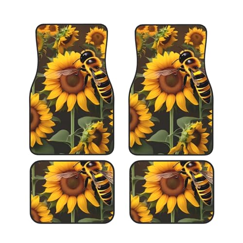 Alfombrillas antideslizantes para coche diseño de girasoles juego de protectores universales de suelo