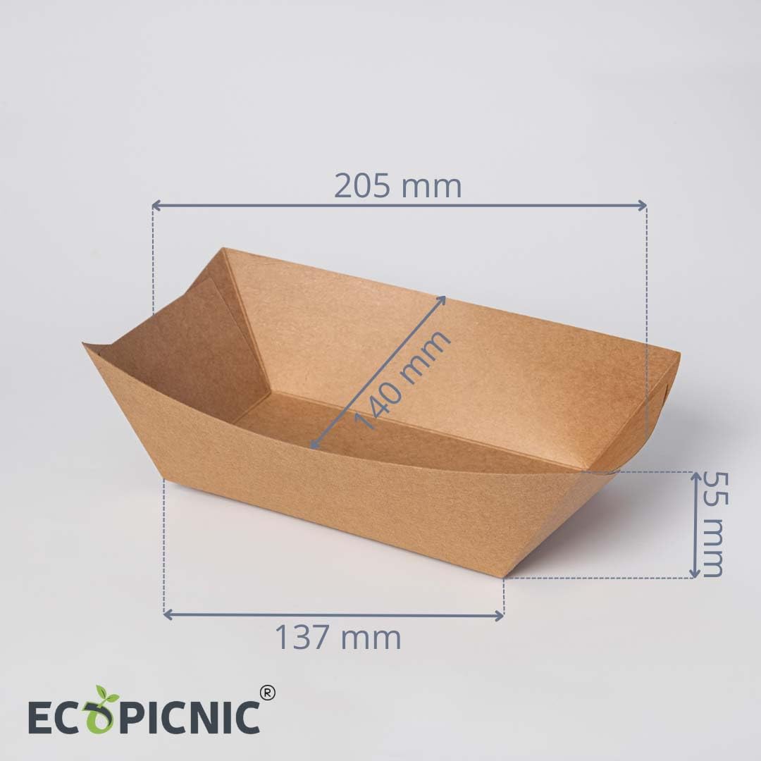 Lodi Kraft in Carta 750 ml - Confezione da 500 Pezzi | Vassoi Monouso per Finger Food, Patatine, Alimenti da Asporto, Ideali per Feste ed Eventi